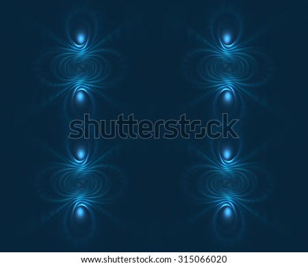 Blue fractal spiral ornament on a dark blue background