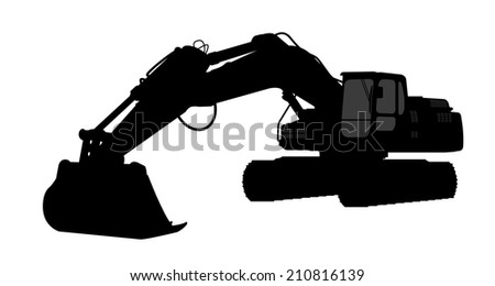 The silhouette of the excavate on a white background The silhouette of the excavate on a white background