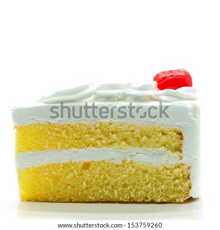 Slice of delicious cake isolated on white