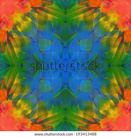 Seamless pattern made from Scarlet Macaw feathers background