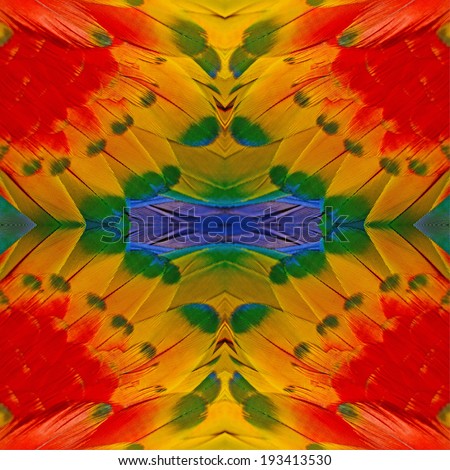 Beautiful background seamless pattern made from Scarlet Macaw feathers
