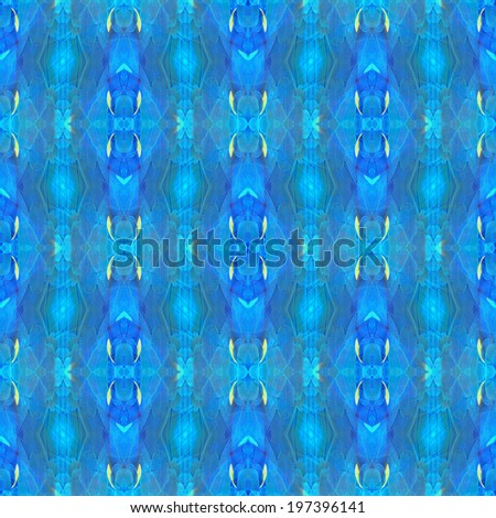 Colorful back ground pattern made from Blue and Gold Macaw feathers