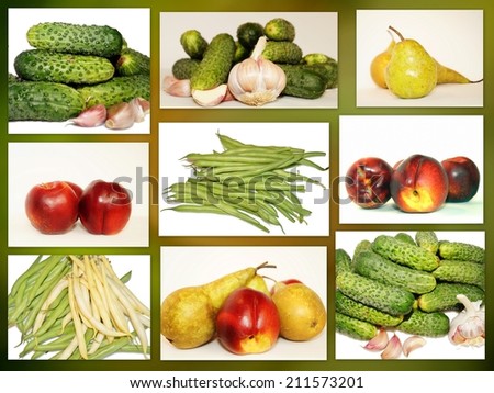 Vegetables and fruits  - healthy food, vitamins - photo collage
