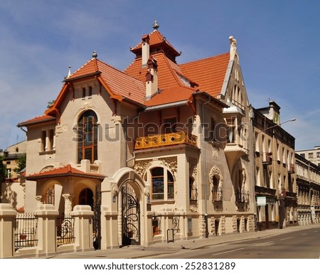 Art Nouveau architecture of the city Lodz,Poland - villa Kinderman - Details of architecture