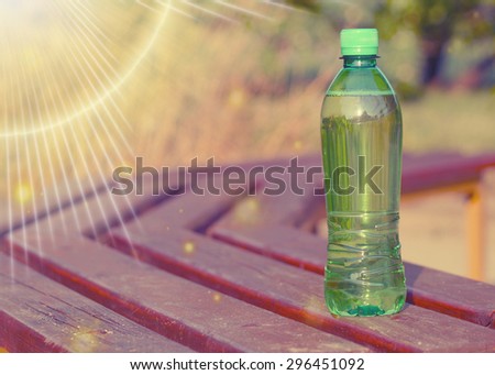 Drink in a plastic bottle on a hot day