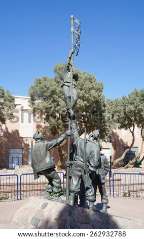 EILAT, ISRAEL - MARCH 22 - Historical site Umm Rashrash in Eilat, Israel. Monument of famous Ink Flag erection on March 22, 2015 in Eilat, Israel