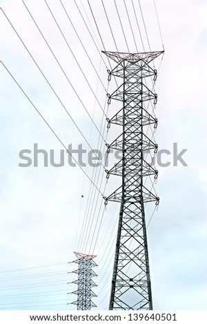 long lines of power line towers