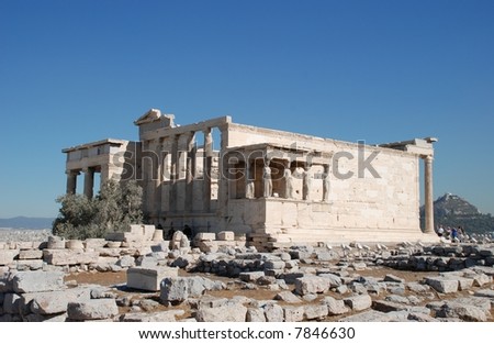 The Erecthion sits on the most sacred site of the Acropolis where Poseidon and Athena had their contest over who would be the Patron of the city.