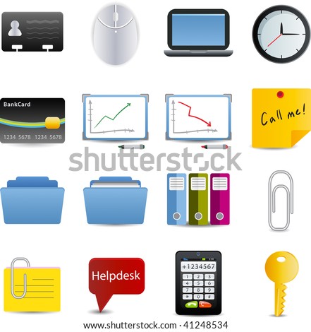 Business and office set of 16 icons
