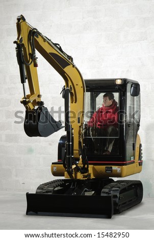 a little excavator with the driver inside