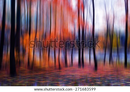 Digital art, streak effect, artistic blur autumn forest