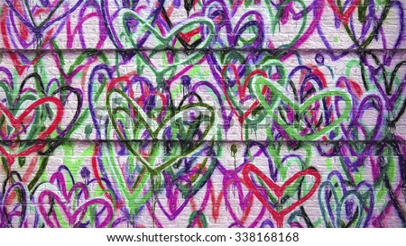 Digital art, paint effect, Colorful Hearts paint graffiti, Chinatown, New York