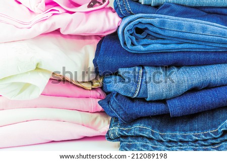 Pile of fitness clothes, background