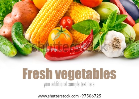 fresh vegetable with leaves isolated on white background