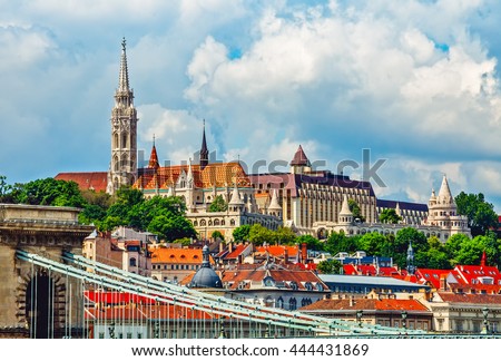 View to fishermans bastion castle and tower in budapest city hungary