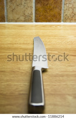 sharp knife on a kitchen bench