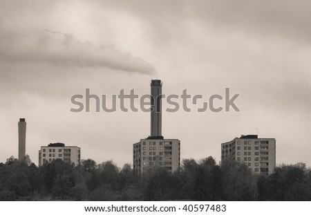Tall houses and an industry