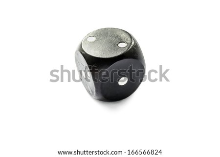 Simple old black dice isolated over white