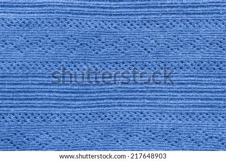 Blue knitted cloth texture closeup as a background