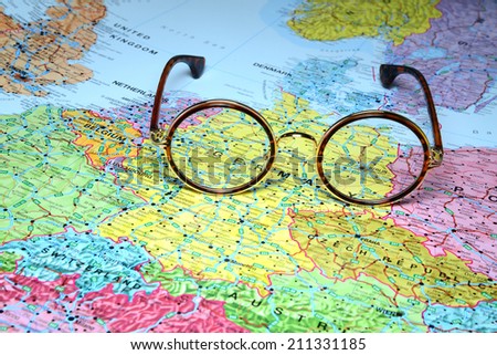 Glasses on a map of europe - Berlin