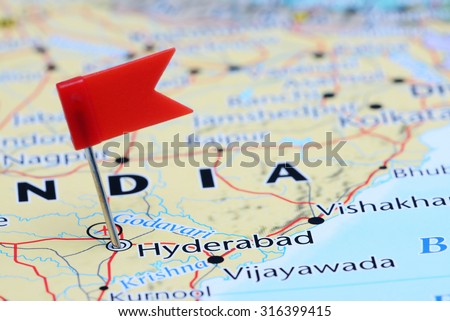 Hyderabad pinned on a map of Asia