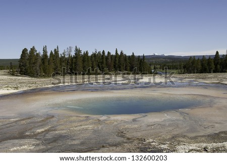 Yellowstone National Park - 6/23/2011: Emerald Pool in Yellowstone National Park at the hot springs.