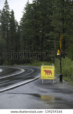 Bears warning to Yosemite motorists to drive carefully along the parks roads.