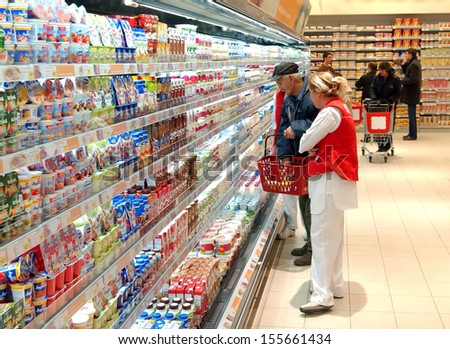 Belgrade,Serbia - Circa January 2007: Unidentified Customer Buys Food In Supermarket, Circa January 2007 In Belgrade