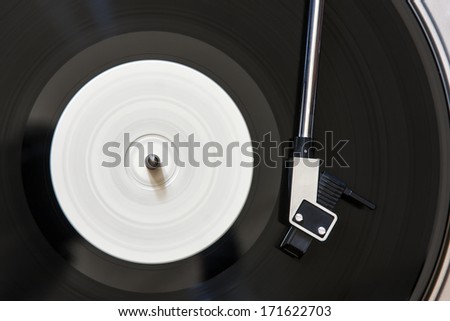 Vinyl player. Spinning record