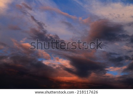 Beautiful sky with colorful clouds , rainy day