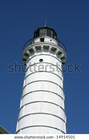 Cana Island Lighthouse in Door County, WI over Blue Sky