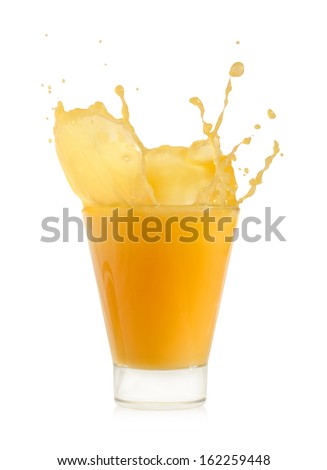 orange juice splash isolated on a white background