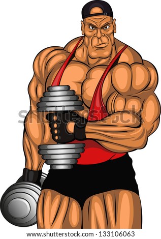 Illustration Of Bodybuilder With Dumbbells - 133106063 : Shutterstock