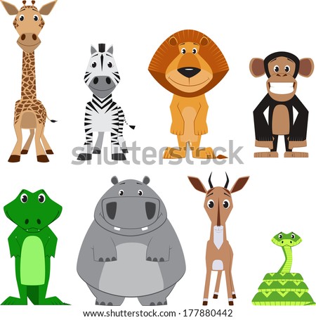 Cute colorful exotic animals collection Cute colorful exotic animals collection