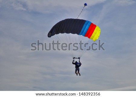 parachuting in blue sky