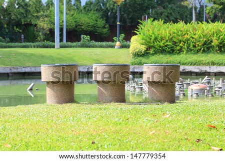 Three Stone Chairs in the Garden.
