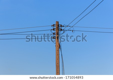 Energy and Technology, Electrical Post with Power Line Cables.