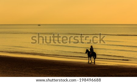 Man with Horse on Seacoast.