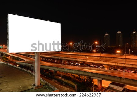 Blank billboard at night for advertisement.