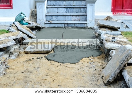 Outdoor floor cement construction.