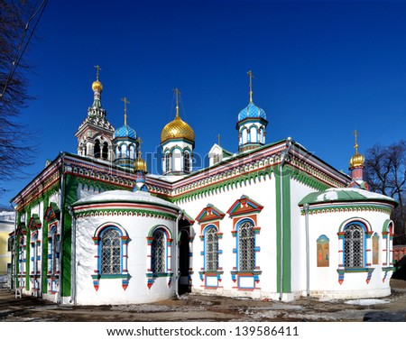 MOSCOW - FEBRUARY 26: The Orthodox Church of St. Nicholas of Myra in Rogozhskoe Old Believers' village, February 26, 2013 in Moscow. The church was built in 1776 and worked under the Bolsheviks.