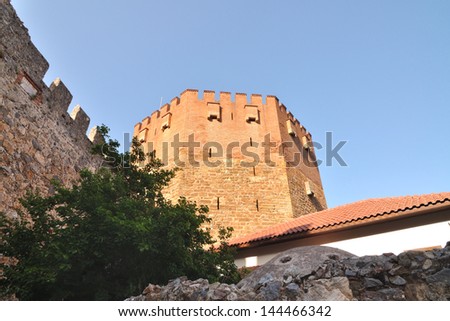 Red Tower - Kizil Kule - in Alanya, Turkey. The tower was built in the 13 century.