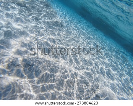 De focused underwater sea background. Blue transparent turquoise water/Defocused underwater background