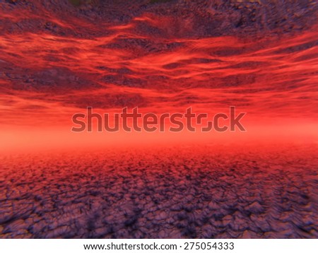 Infrared defocused underwater sea background. Red transparent underwater reflection/Defocused infrared abstract bakcground