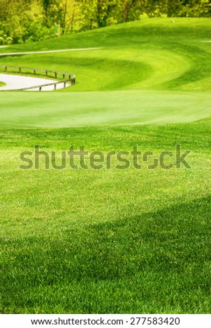 Golf course. Green field background/Green golf field
