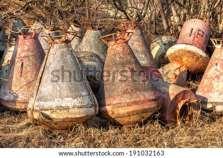 dump scrup-heat of rusty buoys