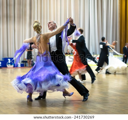 Moscow, November 15,2014: Unidentified Professional senior ballroom dance couple performs Adult senior Standard program on Ballroom Competition in November 15, 2014 in Moscow