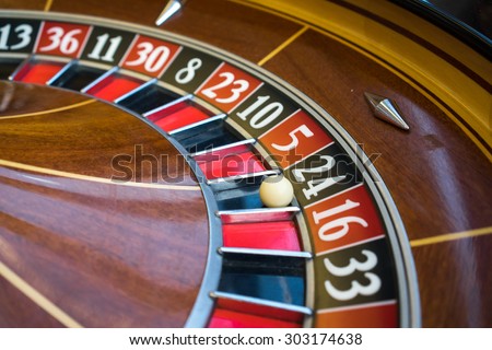 Roulette wheel in casino