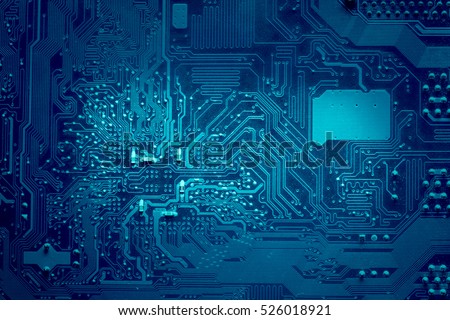 Computer electronic circuit. Blue color, faded at the sides.
