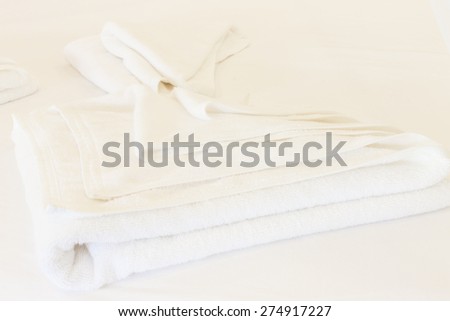 Close Up clean white towel on white background